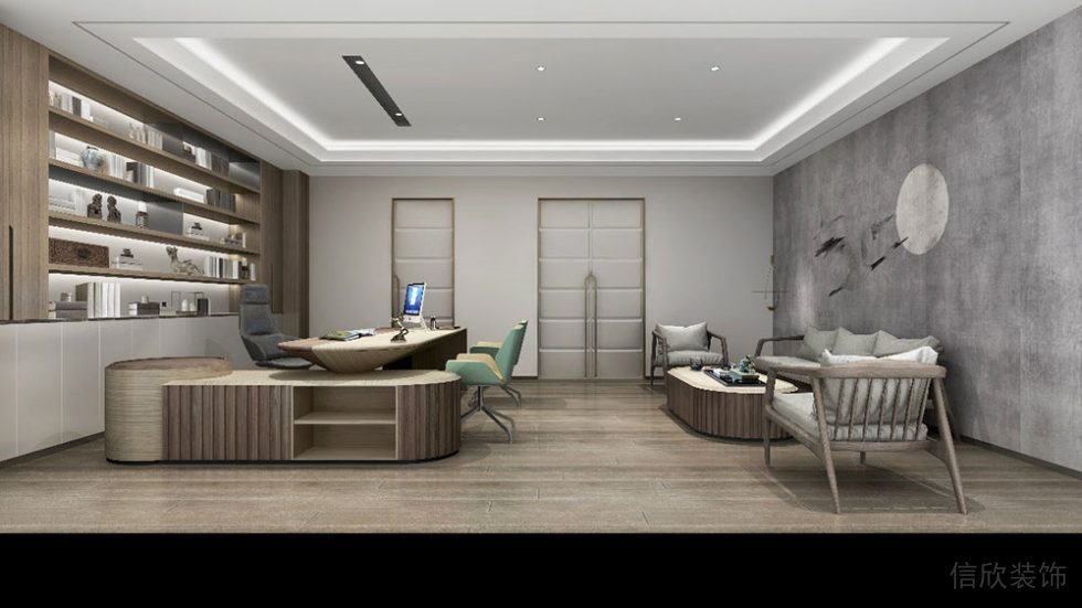 現(xiàn)代簡約風格董事長辦公室設計裝修圖