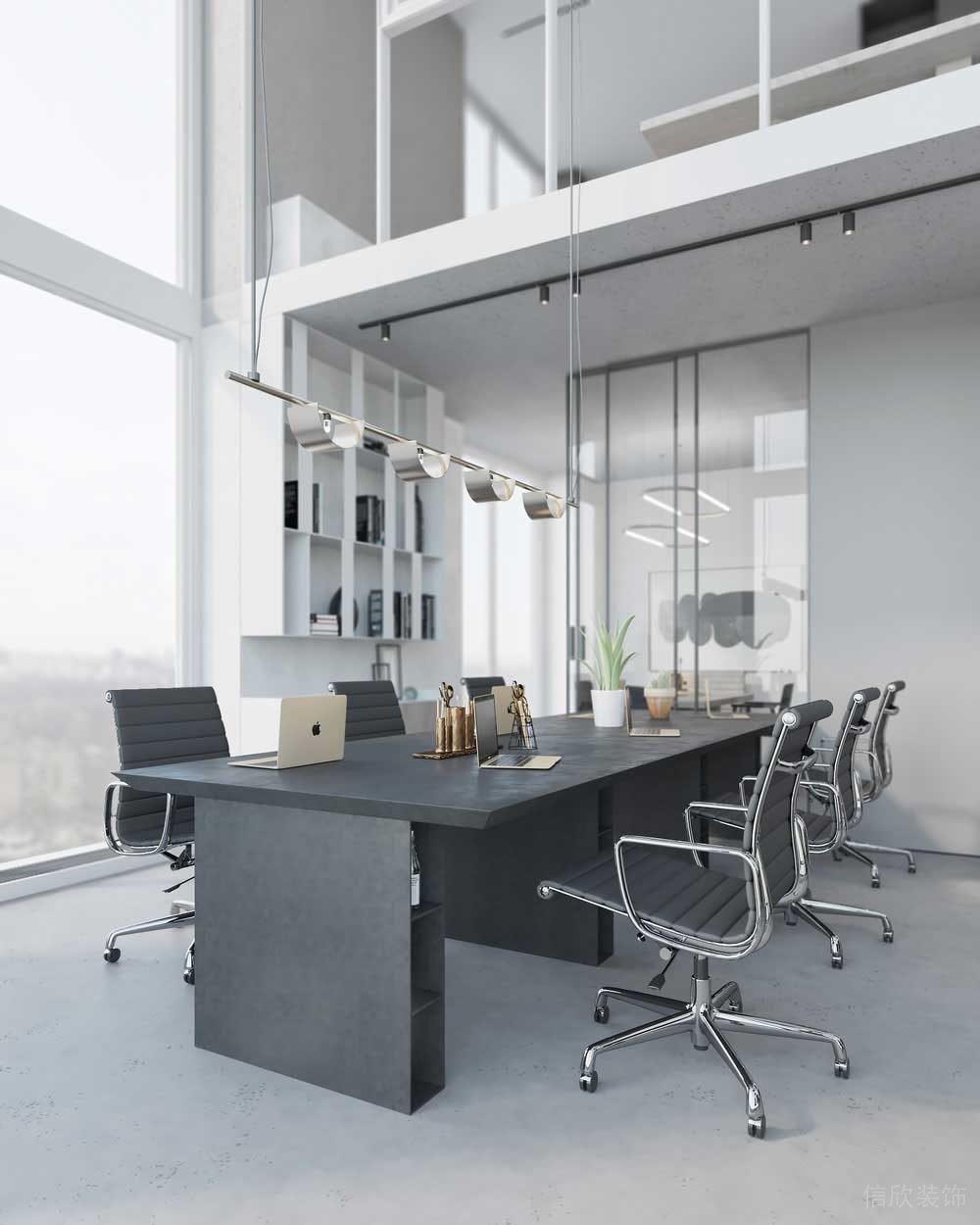 現(xiàn)代簡(jiǎn)約風(fēng)格商務(wù)辦公場(chǎng)所開(kāi)放式辦公區(qū)裝修圖