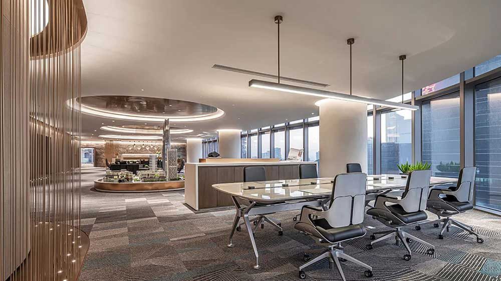 現(xiàn)代輕奢風(fēng)格商務(wù)辦公室開放式工作洽談區(qū)裝修圖