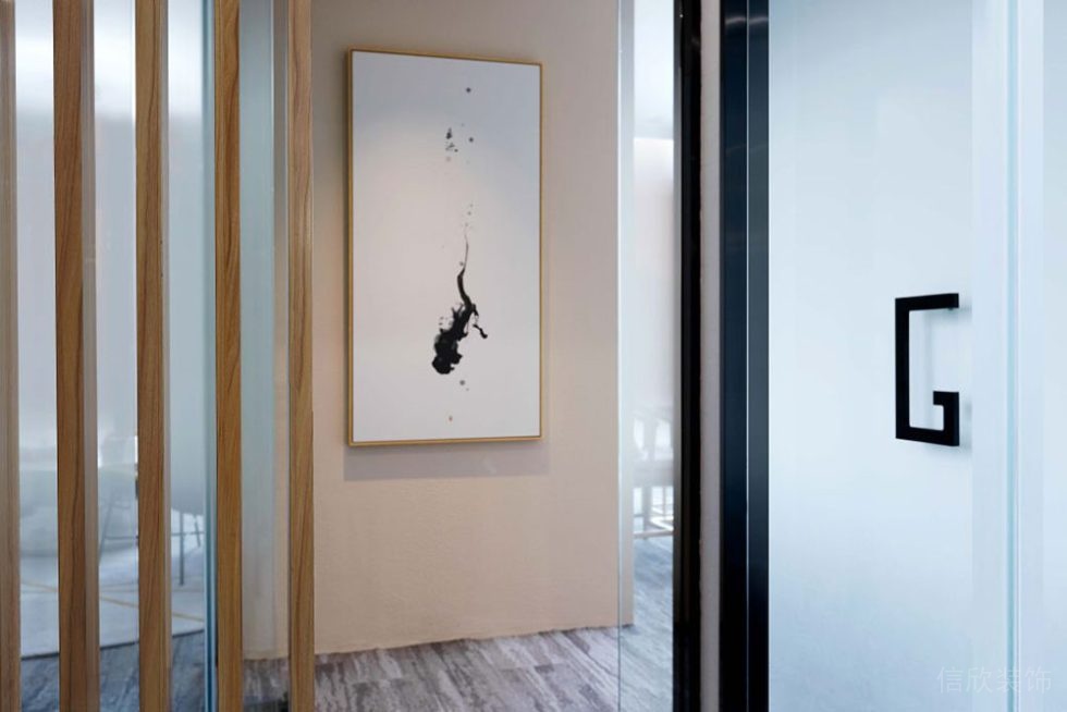 現(xiàn)代中式公共辦公室過道裝修圖