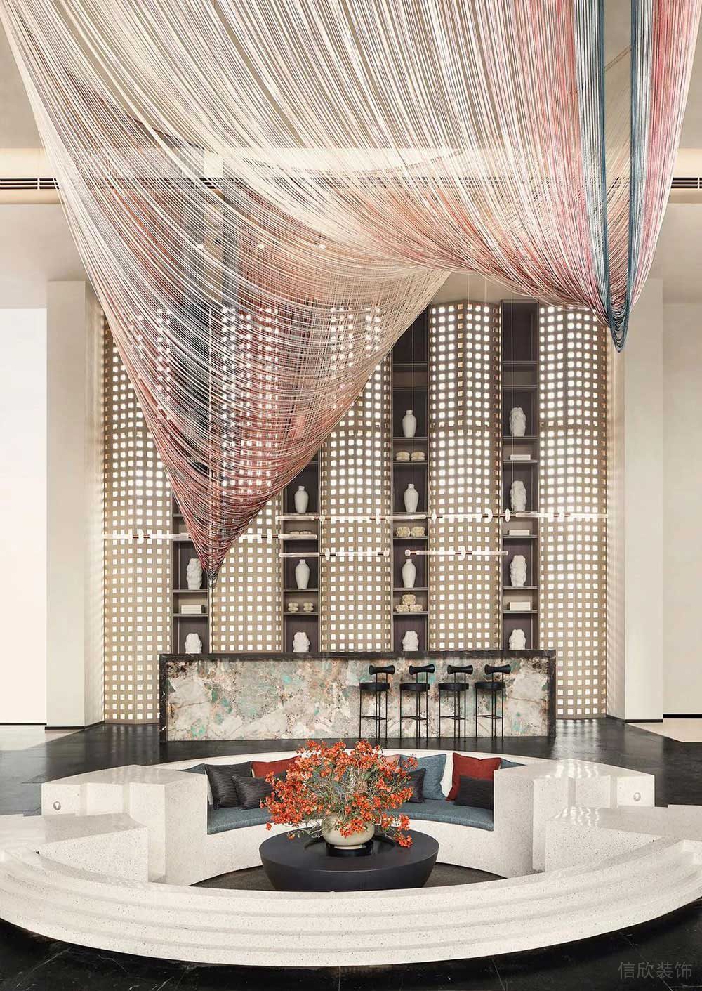 新中式風(fēng)格商業(yè)機(jī)構(gòu)辦公空間大堂區(qū)域裝修圖