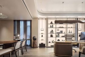 新中式商務(wù)辦公場所董事長辦公室設(shè)計(jì)裝修圖