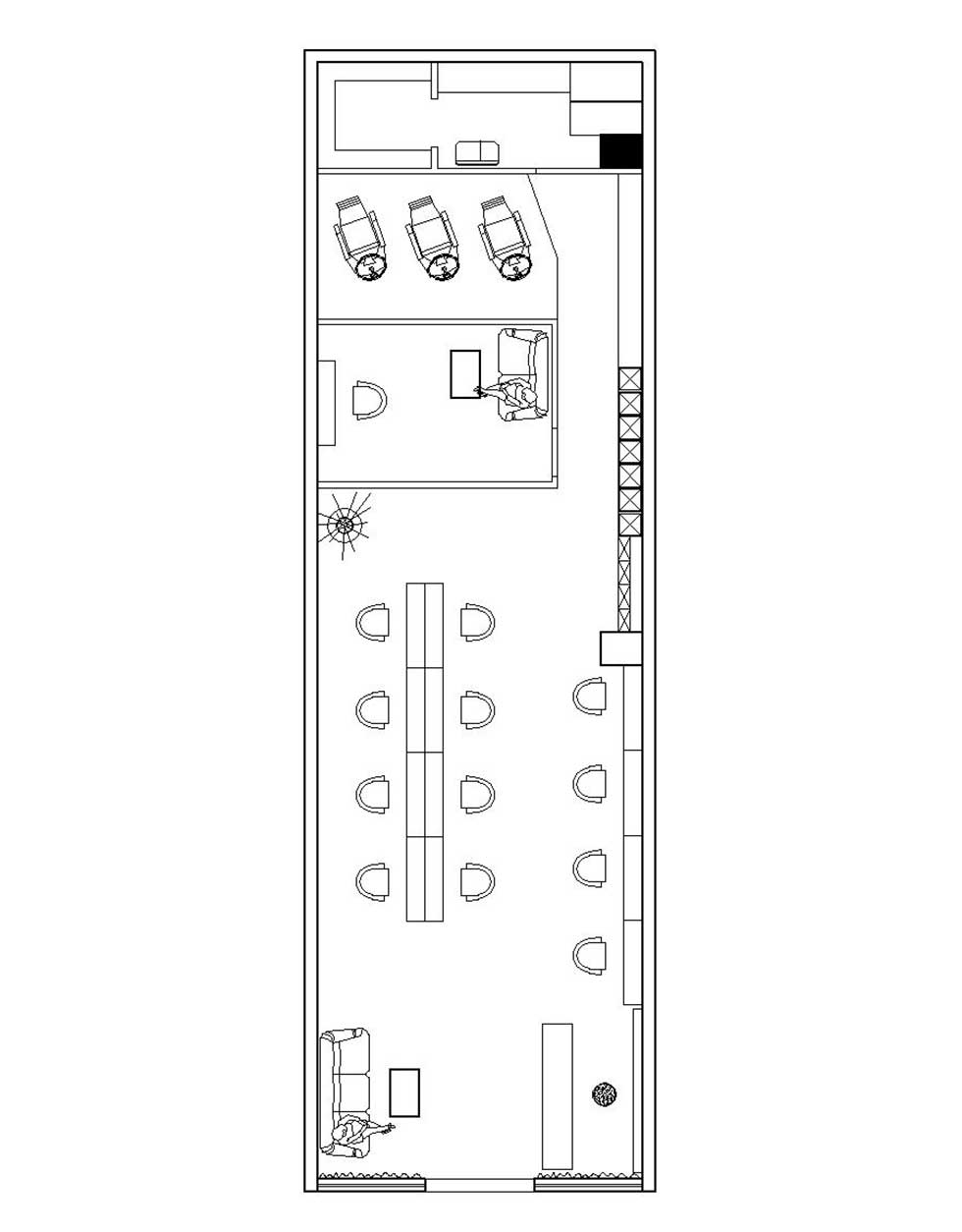 深圳剪藝?yán)戆l(fā)店裝修設(shè)計平面布置圖