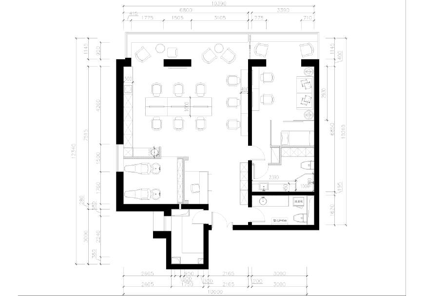 90平米北歐美發(fā)店裝修設(shè)計(jì)平面布置圖
