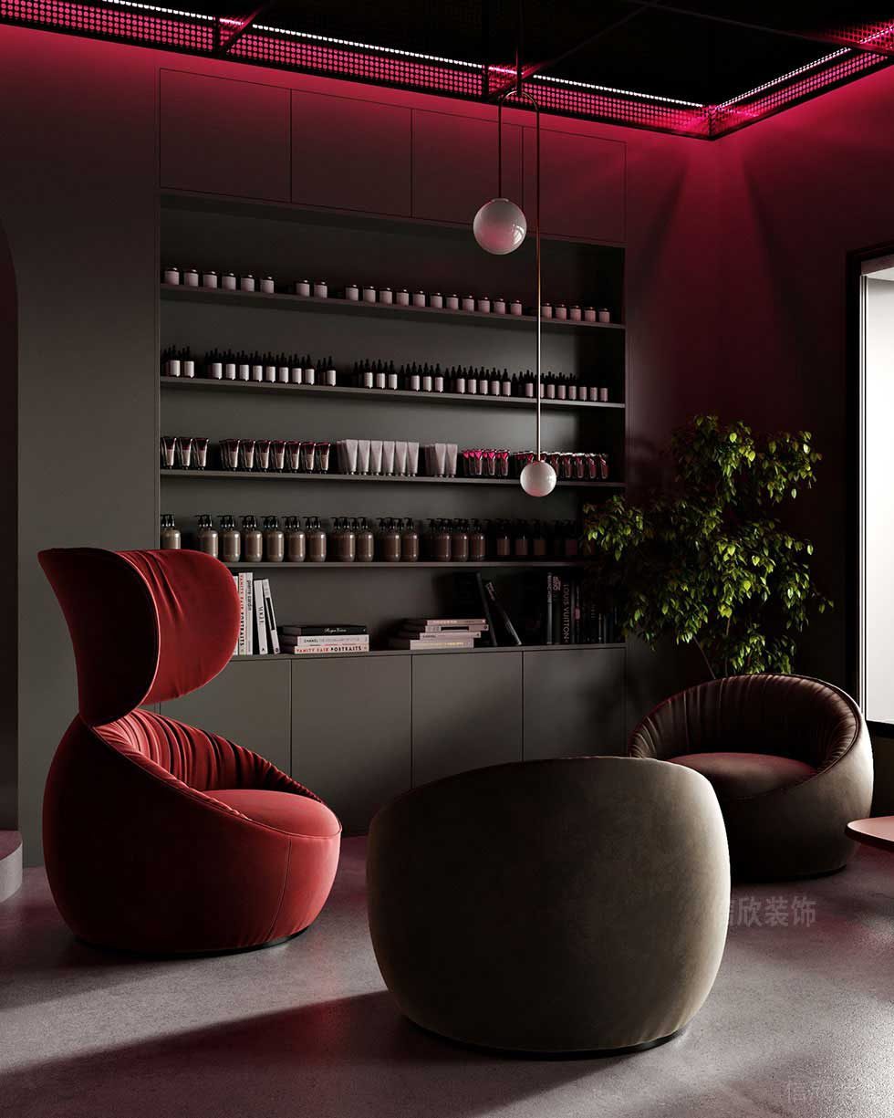 深圳龍崗北歐輕奢美發(fā)店接待區(qū)裝修設(shè)計(jì)