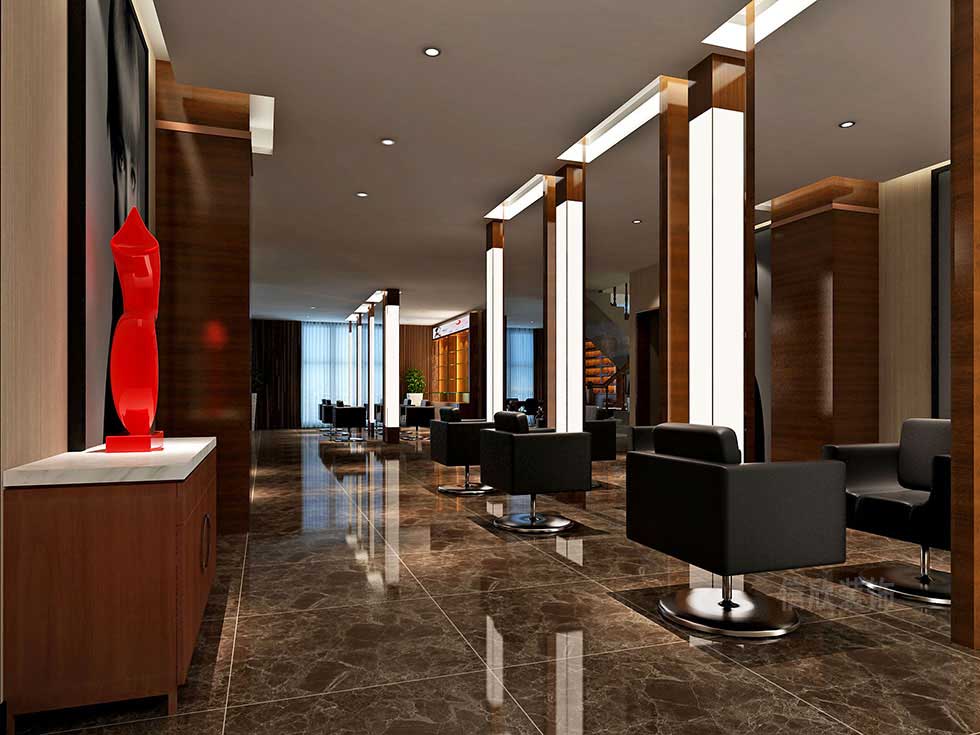 深圳現(xiàn)代中式美發(fā)店造型區(qū)裝修設(shè)計(jì)