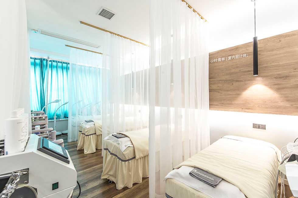 美容店白色紗簾風格區(qū)域