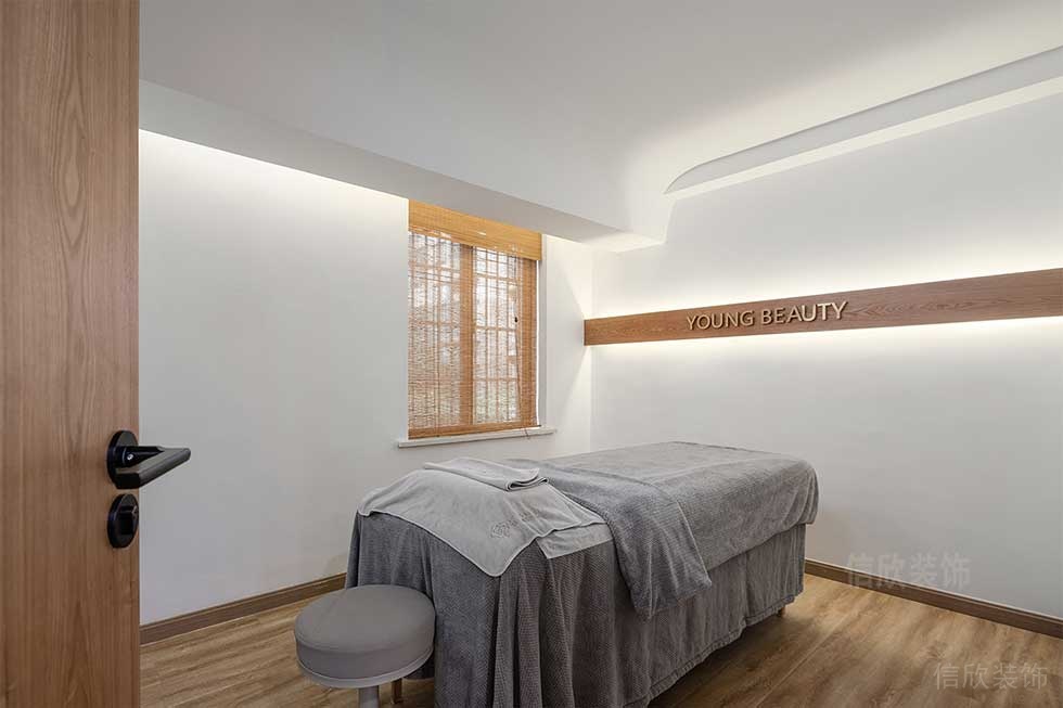 美容店裝修灰色布藝美容床