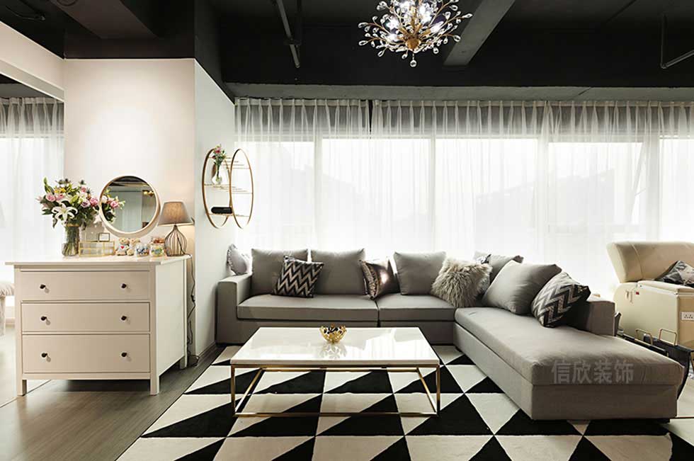 黑色時尚美容店沙發(fā)裝修設(shè)計(jì)