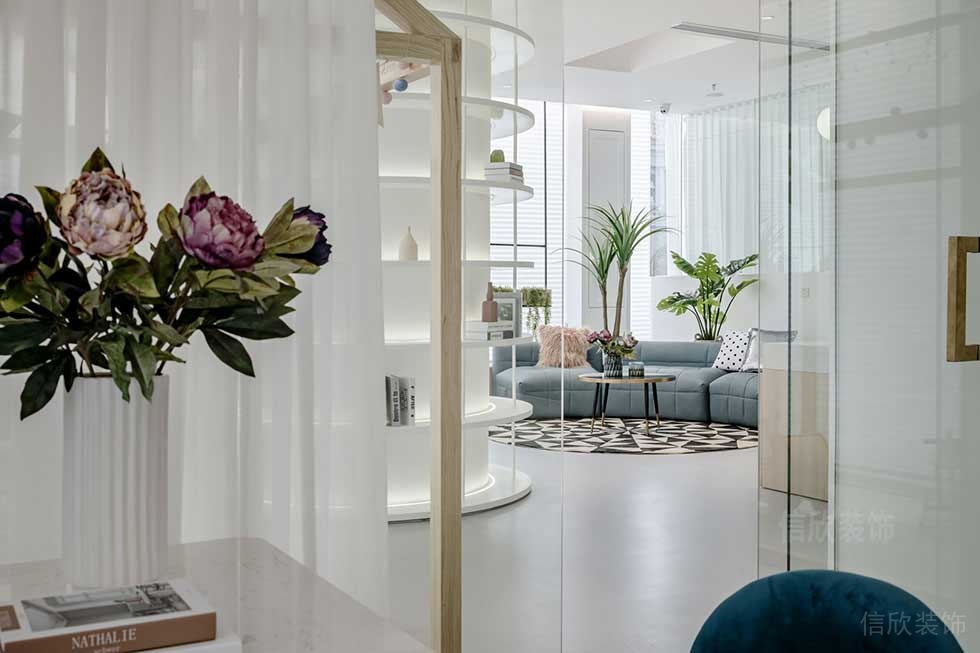 美容店入戶門口花臺裝飾效果圖