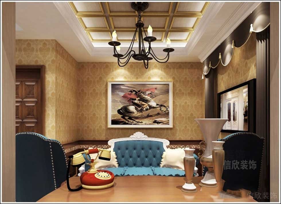 古典休息區(qū)天花水晶吊頂墻紙創(chuàng)意設(shè)計(jì)全屋定制精品房效果