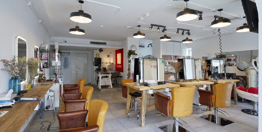 90平米北歐美發(fā)店大廳裝修設(shè)計(jì)