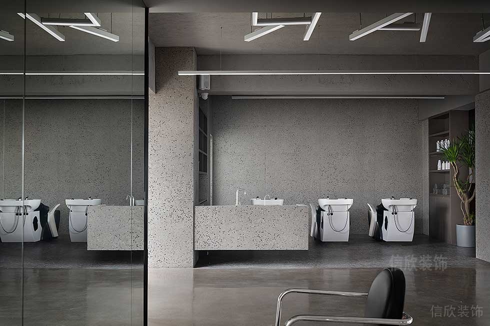 現(xiàn)代工業(yè)風(fēng)理發(fā)店大廳裝修設(shè)計(jì)