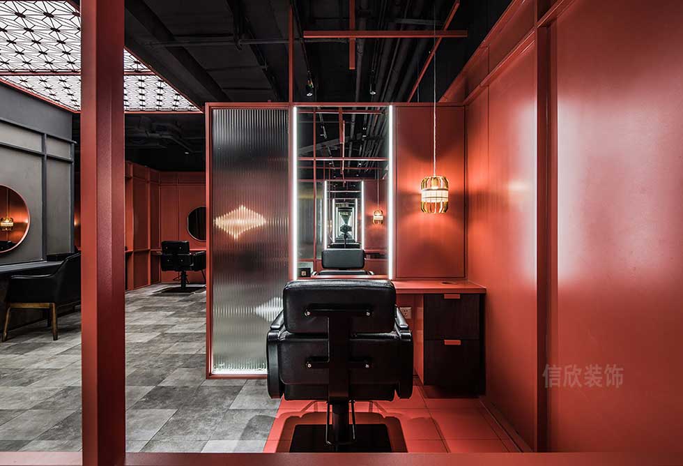 深圳寶安紅色美發(fā)店VIP間裝修設(shè)計