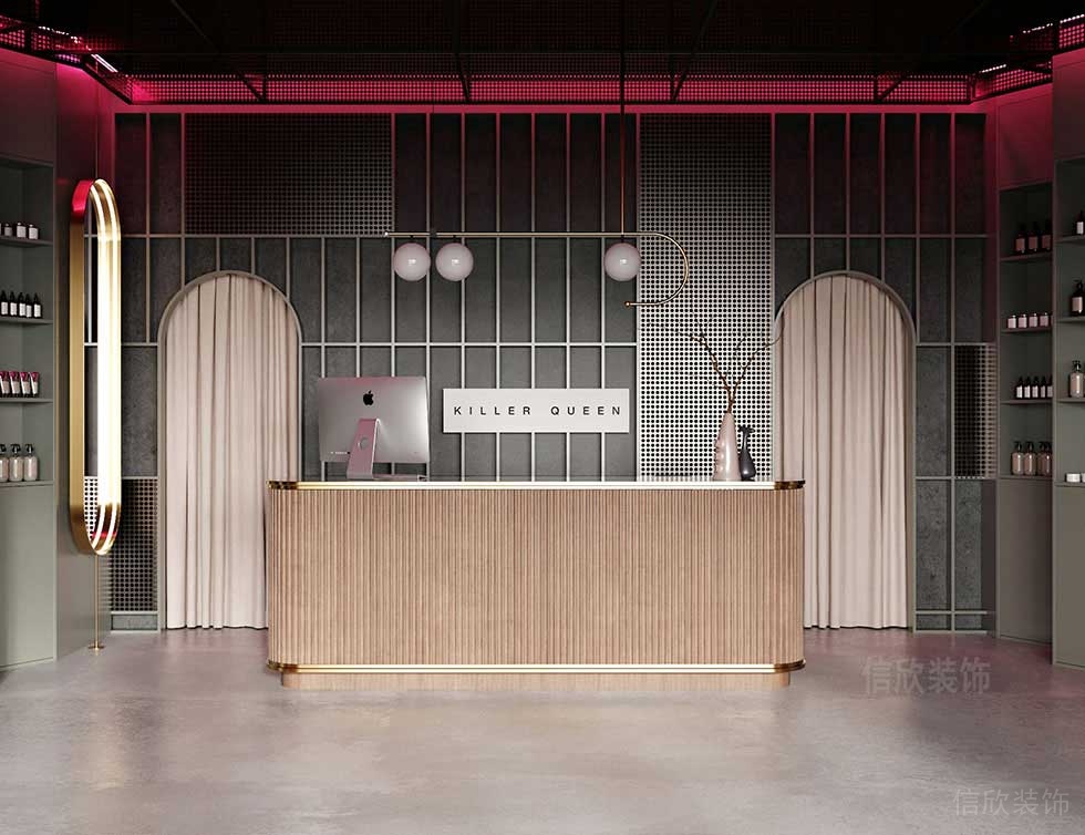 深圳龍崗北歐輕奢美發(fā)店前臺裝修設(shè)計(jì)