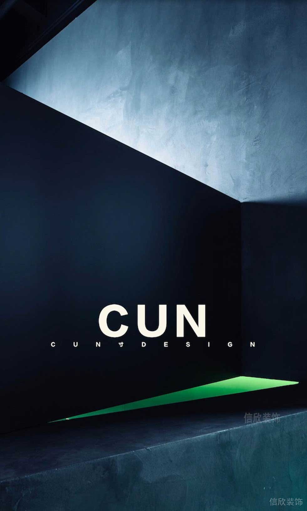 辦公室墻體裝飾效果圖藍(lán)色前臺(tái)桌