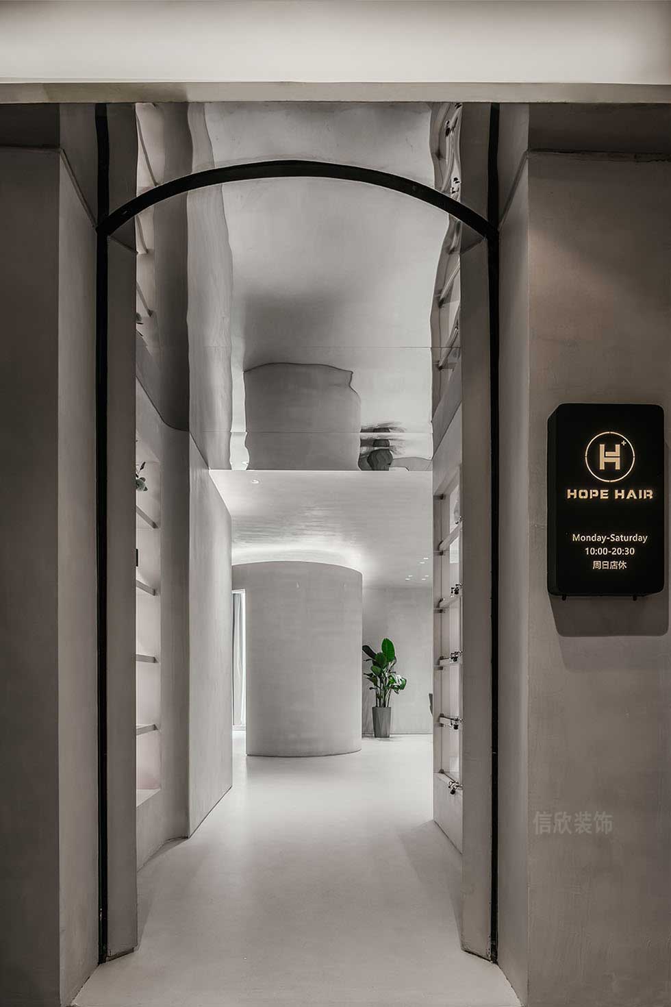 深圳龍崗工業(yè)風(fēng)美發(fā)沙龍入戶裝修設(shè)計(jì)