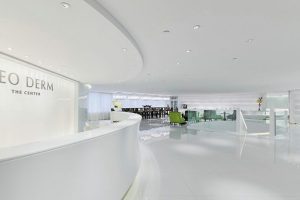 辦公室現(xiàn)代極簡(jiǎn)風(fēng)純白弧線設(shè)計(jì)大廳前臺(tái)區(qū)效果