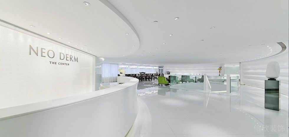 辦公室現(xiàn)代極簡(jiǎn)風(fēng)純白弧線設(shè)計(jì)大廳前臺(tái)區(qū)效果