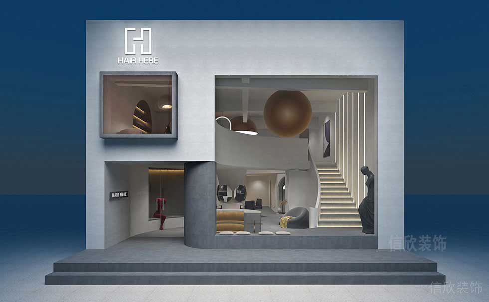 店鋪玻璃設(shè)計獨(dú)立復(fù)式工作室燈帶創(chuàng)意店鋪裝修效果