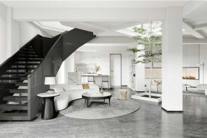 鹽田區(qū)極簡風格辦公室裝修設(shè)計休閑接待廳效果圖