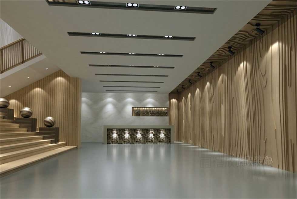 木業(yè)產(chǎn)品展廳前臺裝修設(shè)計