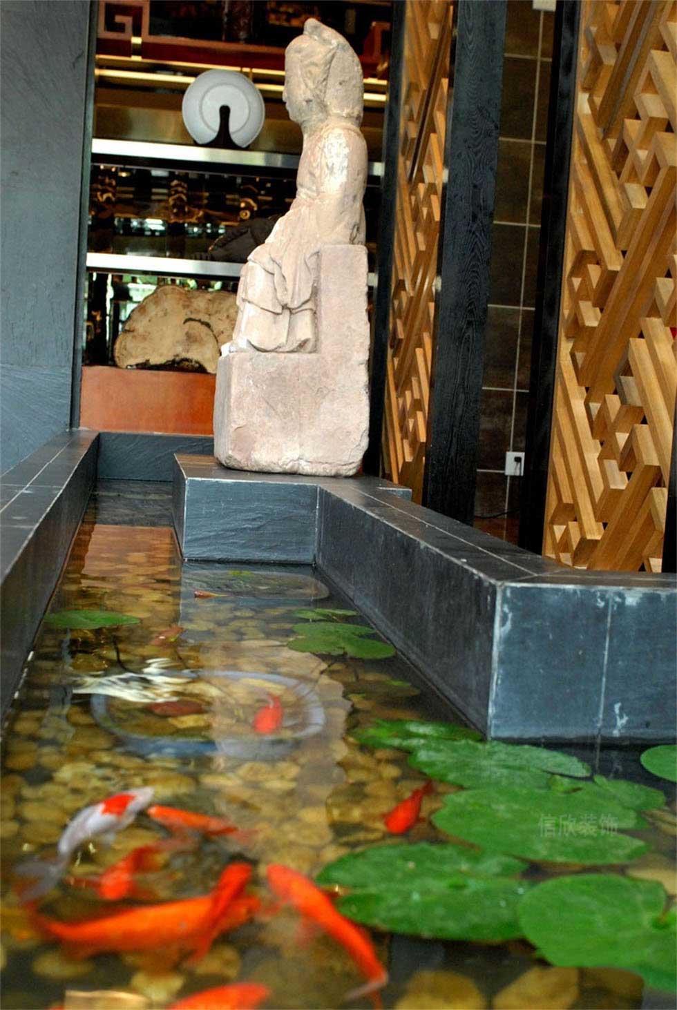 茶葉文化展廳風(fēng)水魚池裝修設(shè)計(jì)