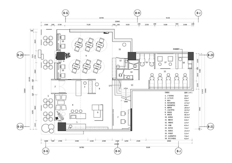 100平方美發(fā)店裝修平面圖
