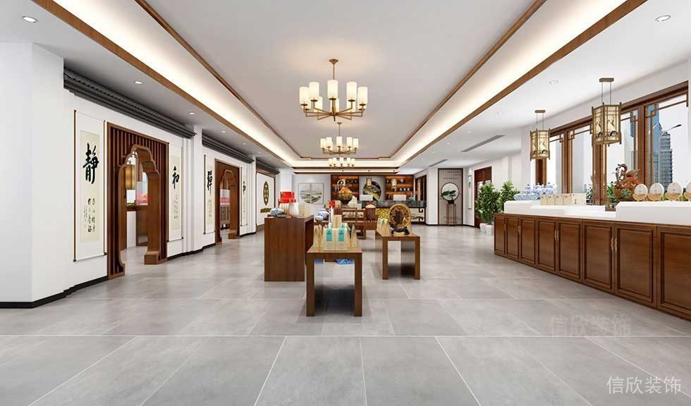 原木風(fēng)店鋪裝修效果圖水晶吊頂效果圖瓷磚效果圖