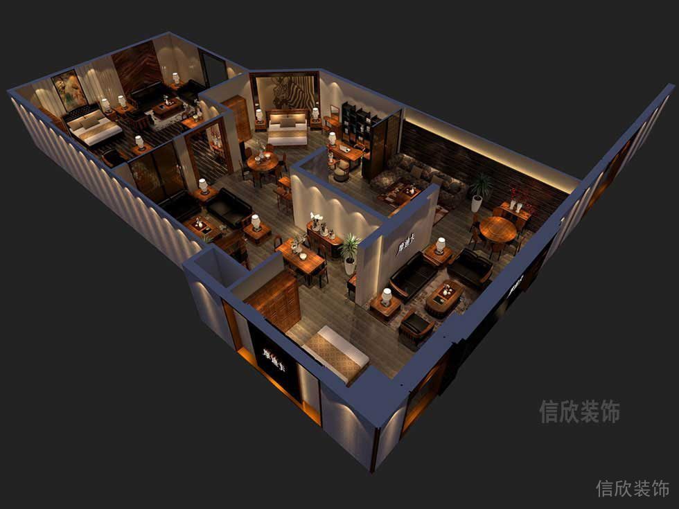 彩色渲染效果圖裝修設(shè)計圖餐廳