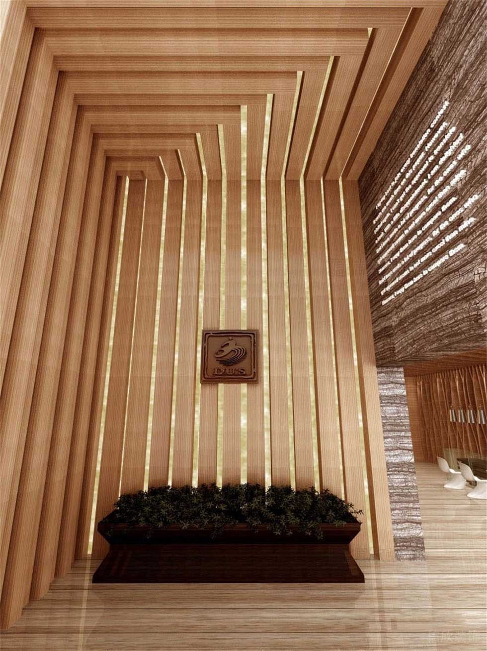 木質(zhì)環(huán)形金屬鏤空辦公室過道休息區(qū)