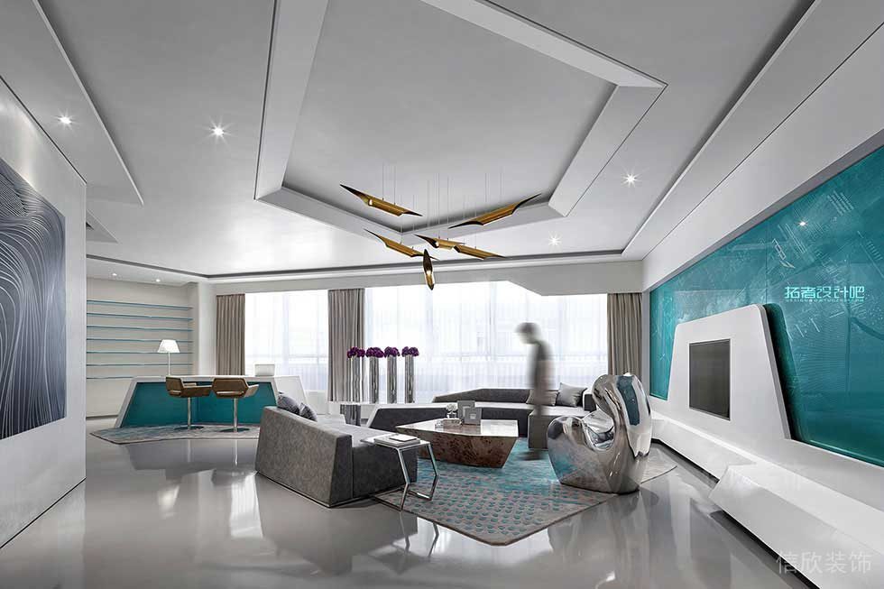 綠色墻體設(shè)計效果圖客廳裝修大理石地板效果