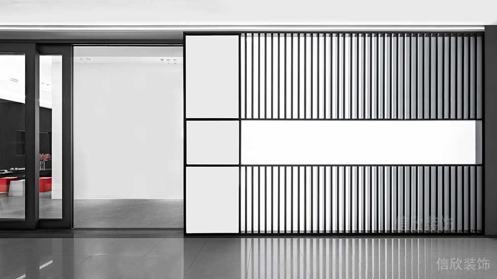 辦公室墻體過(guò)道裝修效果圖黑白色調(diào)led燈飾設(shè)計(jì)