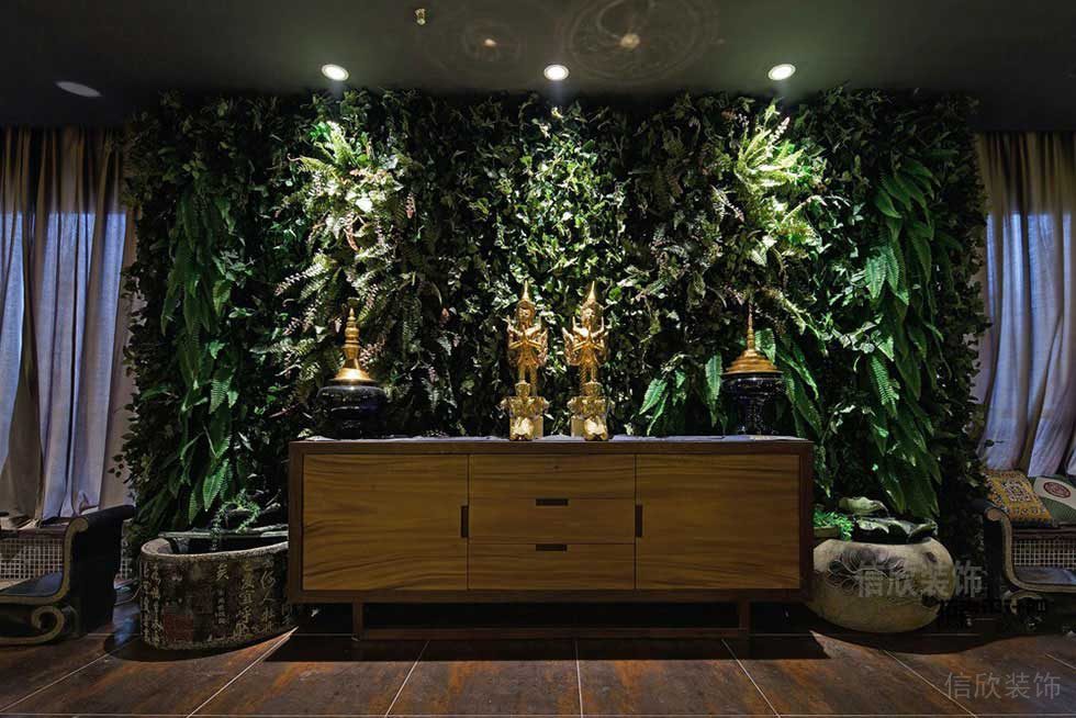 綠色植物墻體設(shè)計木質(zhì)清真寺裝修餐廳效果圖