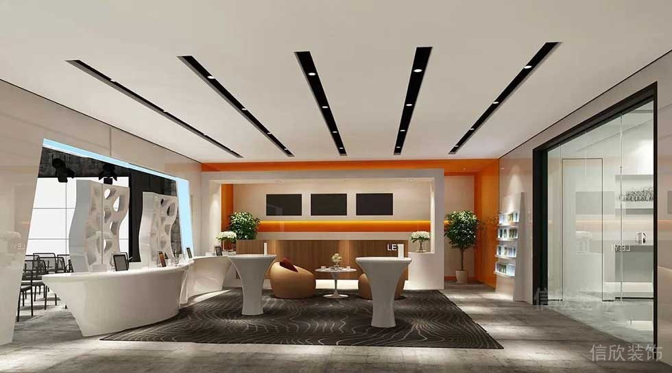 辦公室休息區(qū)天花內(nèi)嵌式吸頂燈裝修地毯效果圖多人員工開放式休息區(qū)