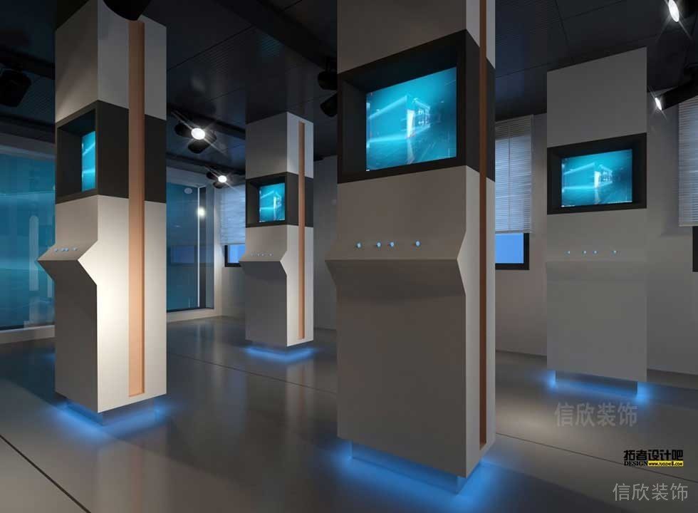 墻柱創(chuàng)意設計燈飾設計藍色led效果圖博物館裝修