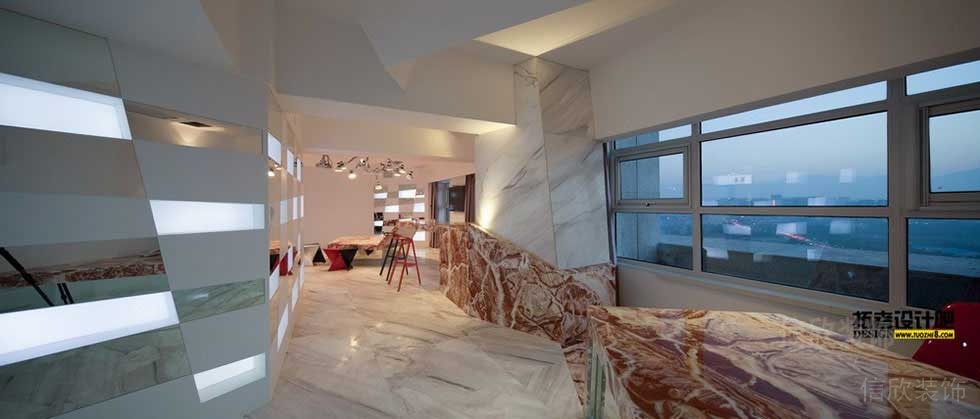 飄窗設(shè)計玻璃窗戶大理石過道辦公室裝修