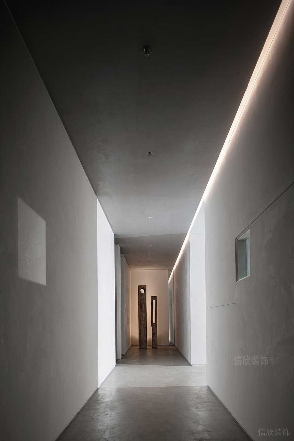 極簡風(fēng)格辦公室走廊空間效果圖