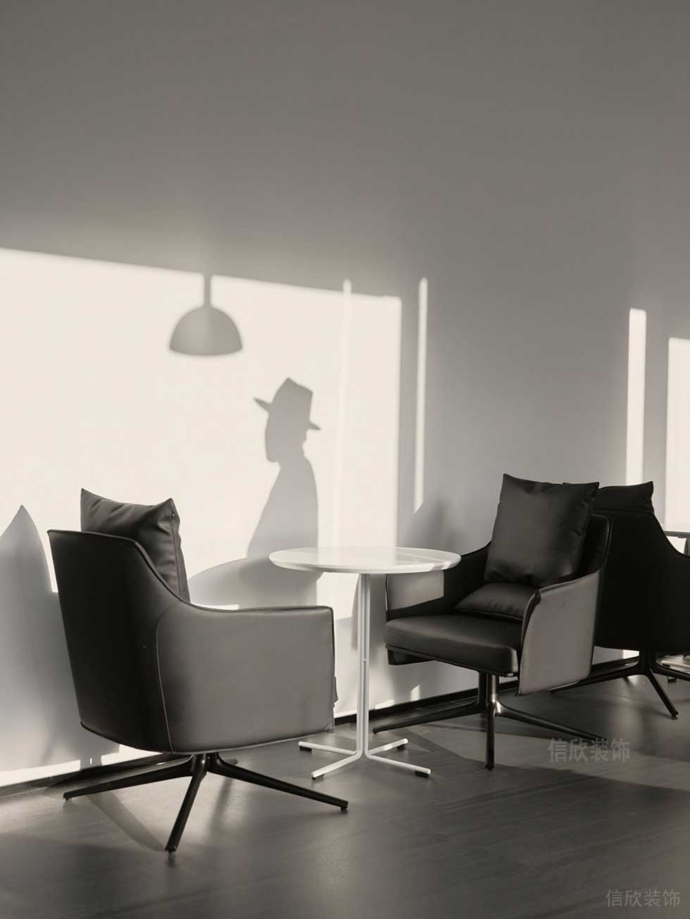 極簡風(fēng)格集團辦公室休閑洽談區(qū)效果圖