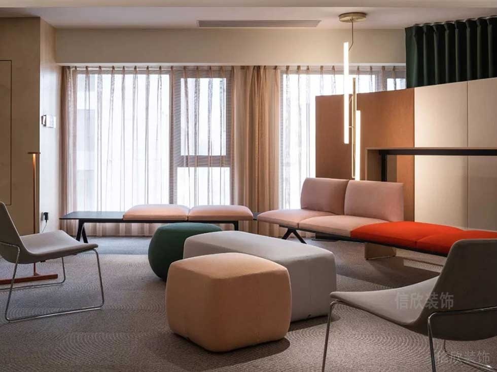 簡約北歐風辦公空間員工休息室效果圖