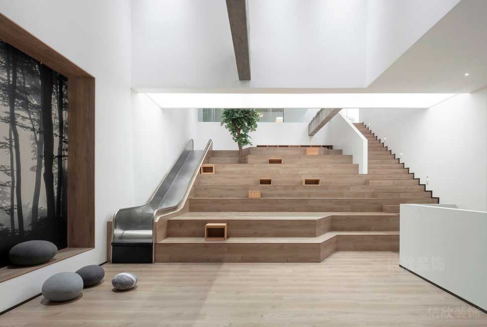 簡(jiǎn)約風(fēng)格辦公空間階梯式休閑活動(dòng)廳效果圖