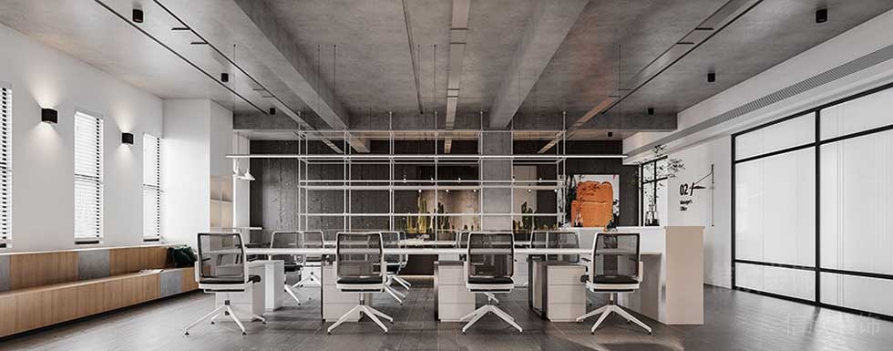 簡(jiǎn)約風(fēng)格辦公空間裝修案例開(kāi)放式辦公區(qū)效果圖