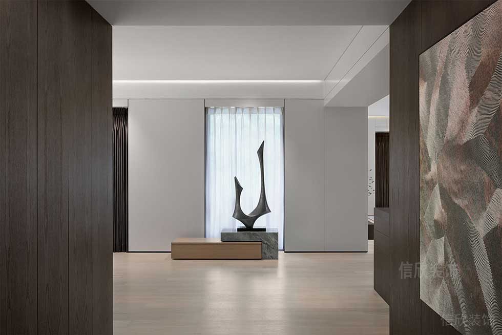 簡約風(fēng)格辦公室過道空間藝術(shù)雕塑效果圖