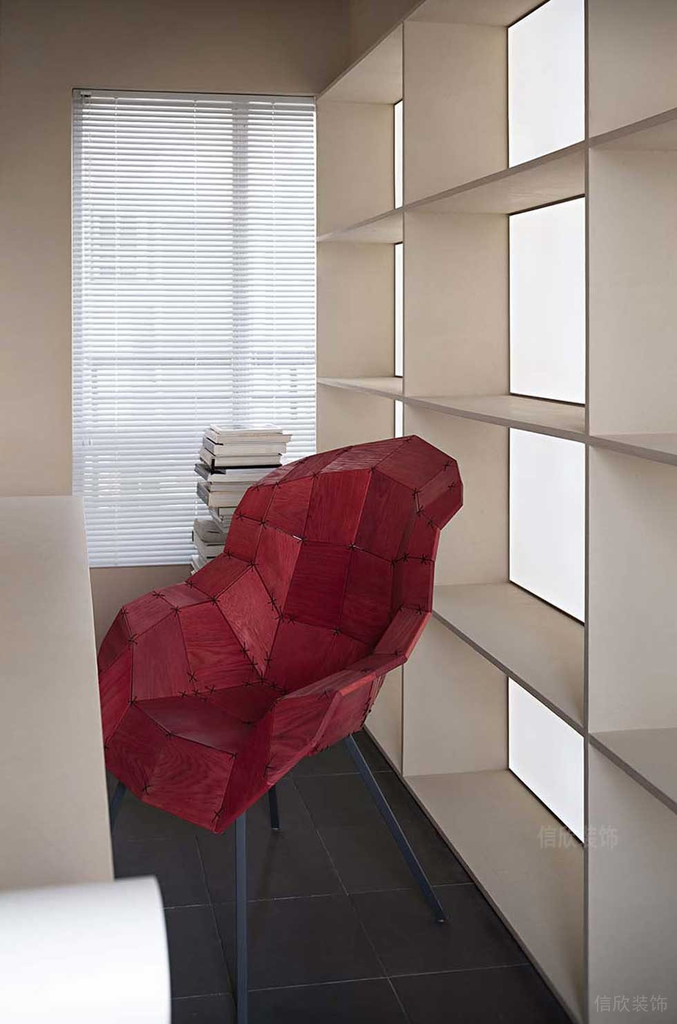 簡約風(fēng)格辦公室休閑區(qū)棗紅色座椅