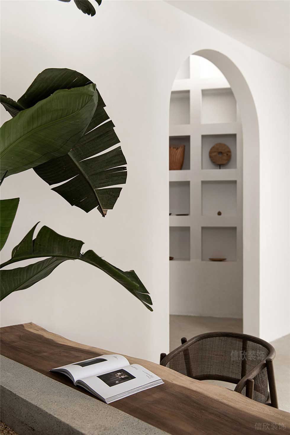 簡約風(fēng)格企業(yè)辦公空間休閑室入口拱形門洞效果圖