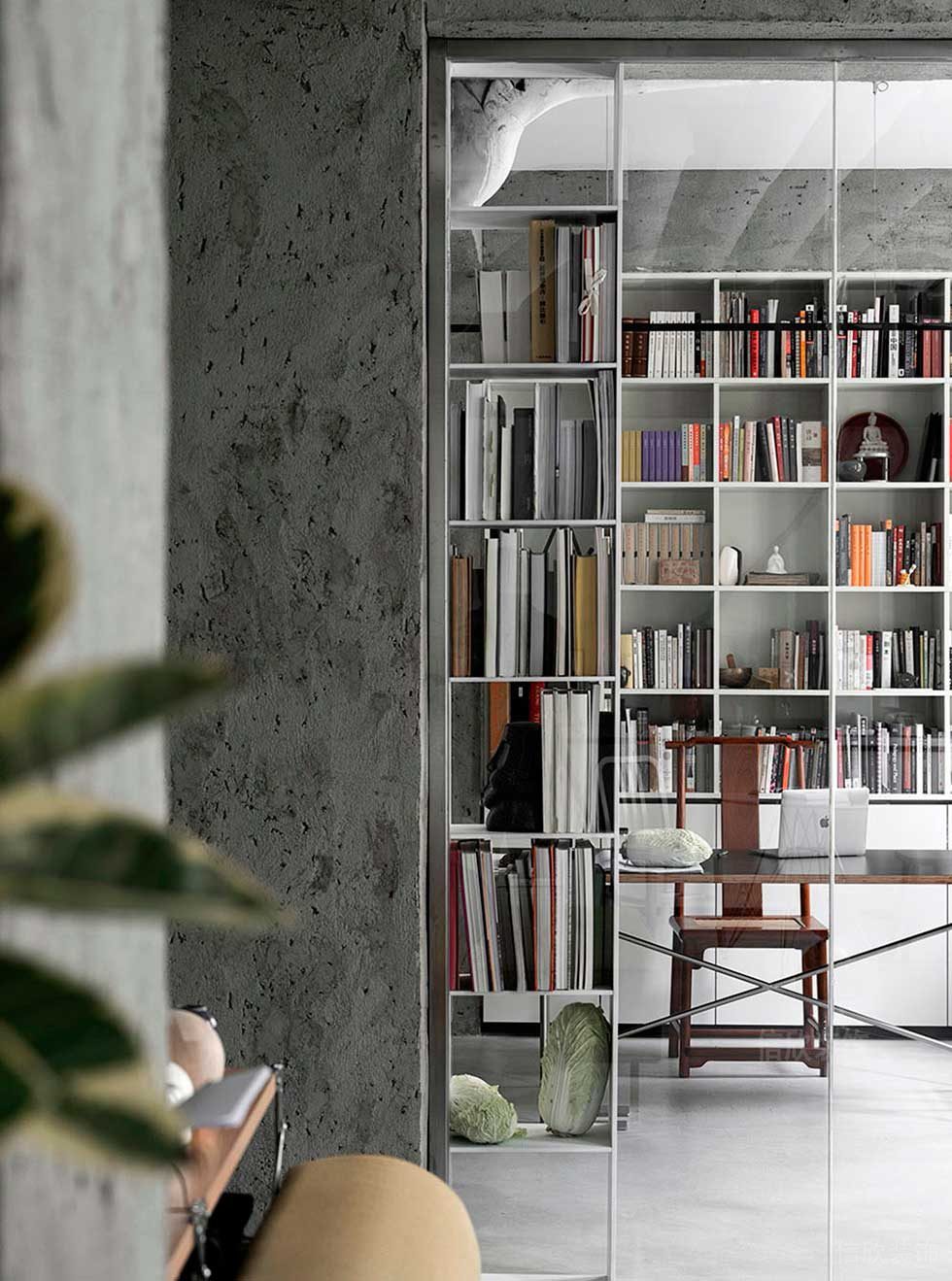 簡(jiǎn)約風(fēng)格公司經(jīng)理辦公室書(shū)架效果圖