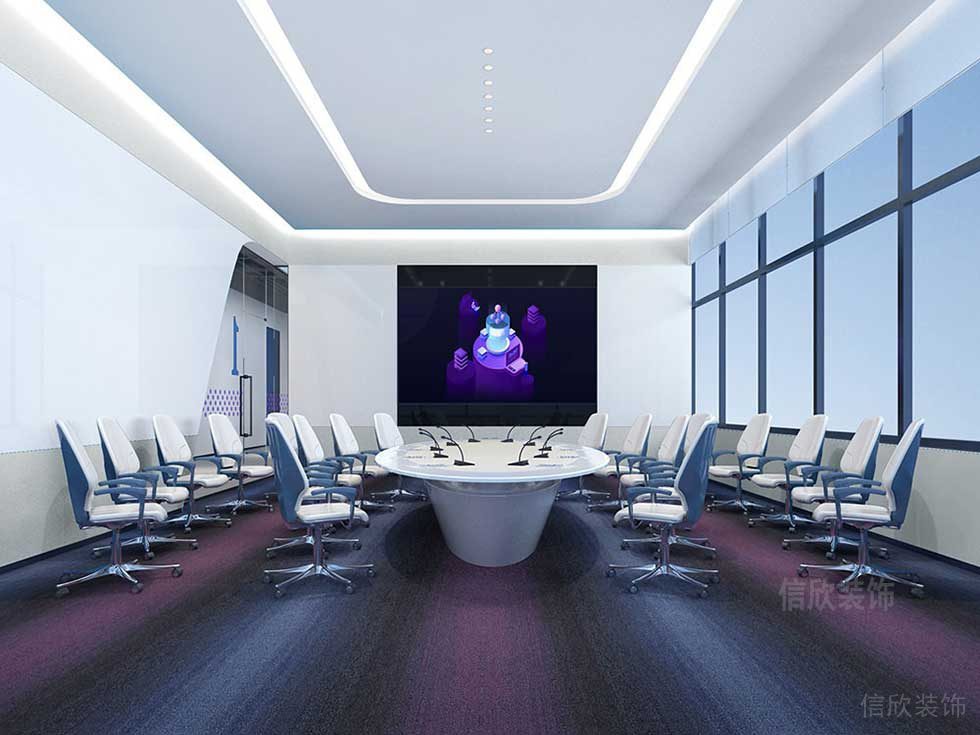 現(xiàn)代風(fēng)格辦公空間多媒體會議室裝修圖