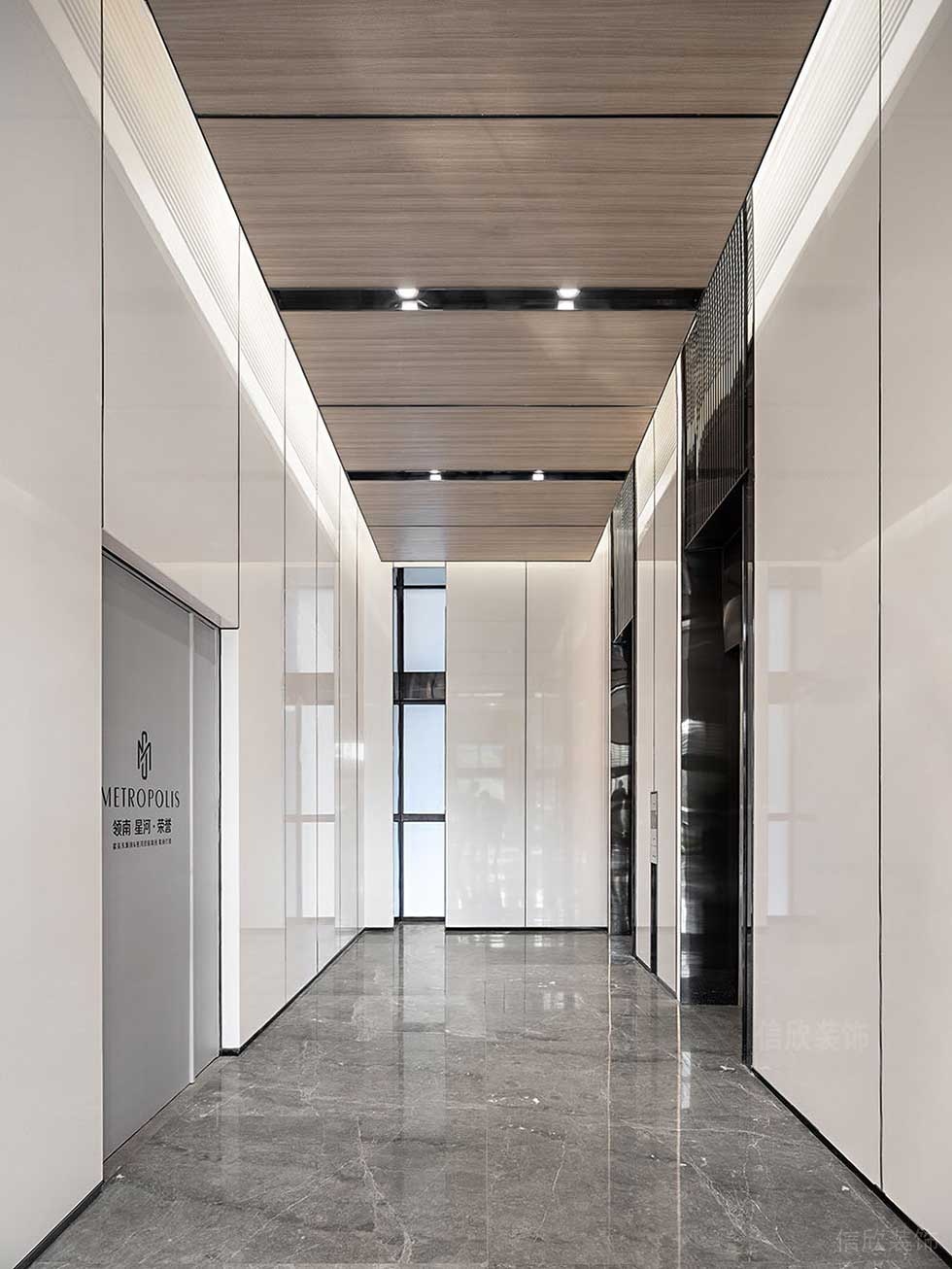 現(xiàn)代風(fēng)格辦公室案例電梯廳效果圖