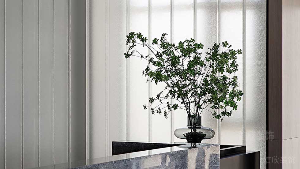 現(xiàn)代風(fēng)格辦公室前臺綠植裝飾效果圖