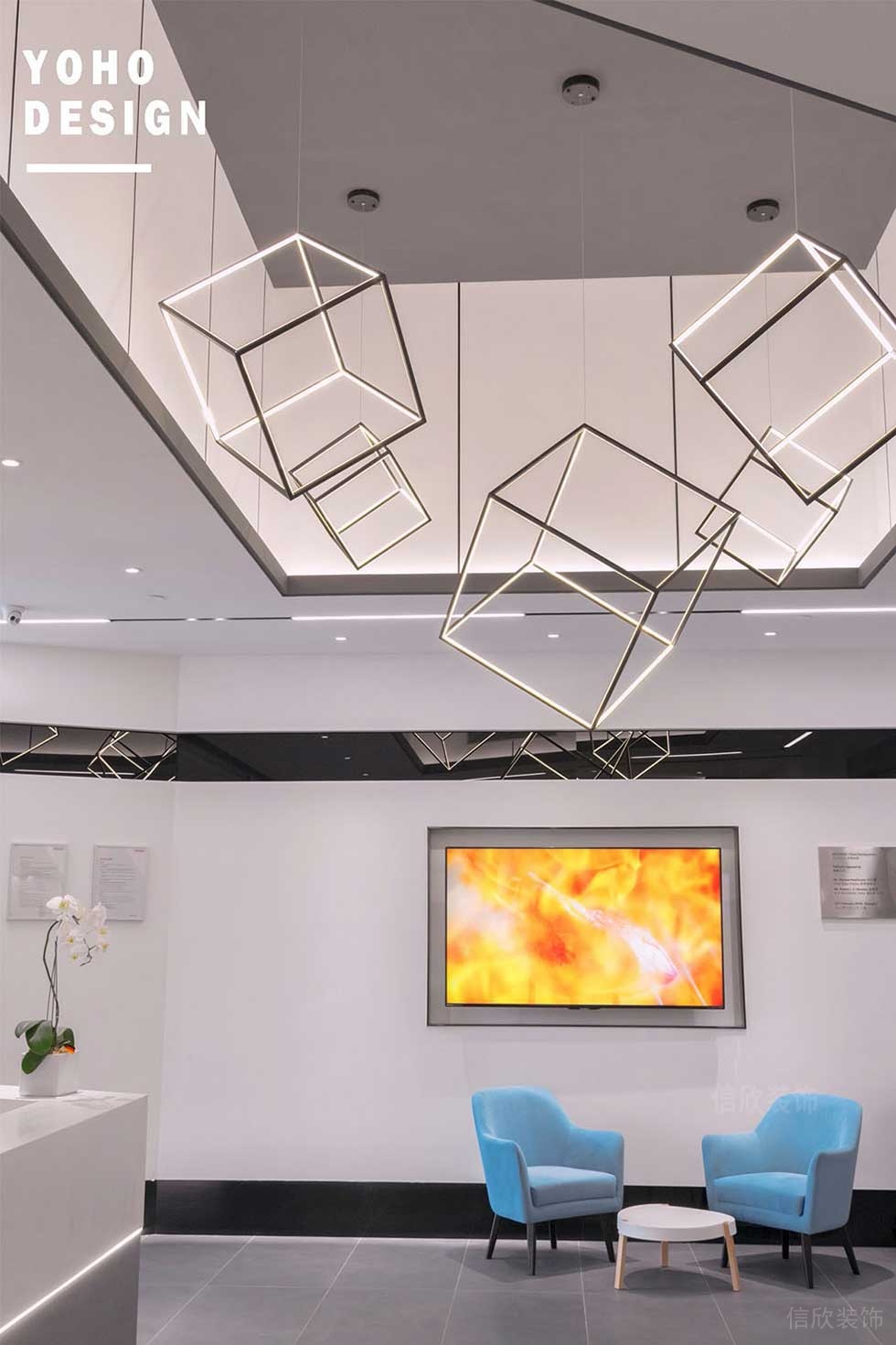 現(xiàn)代風(fēng)格科技機構(gòu)辦公室前廳效果圖